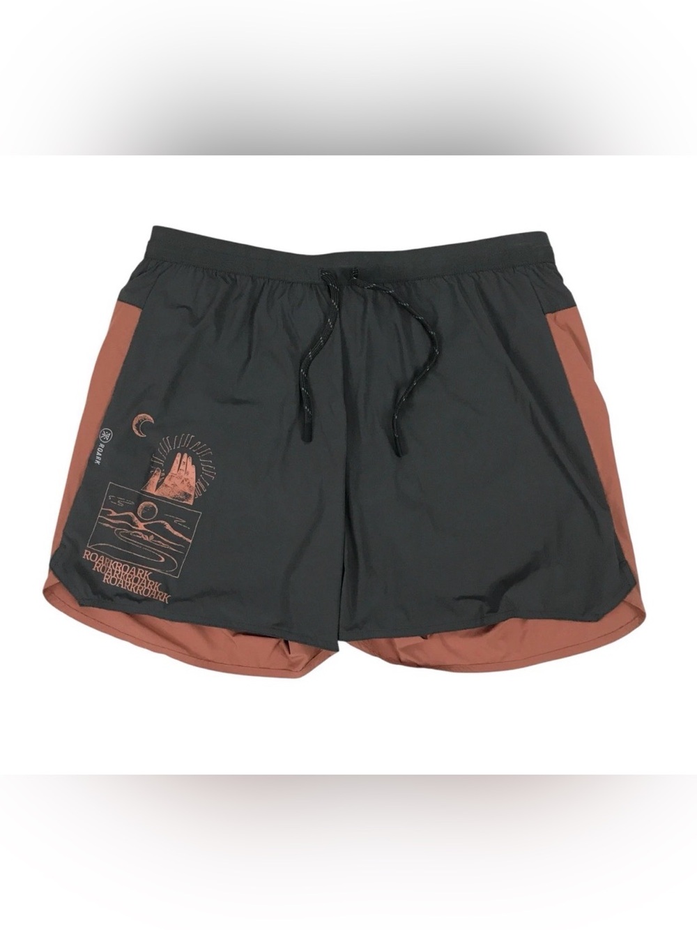 Roark Run Amok Alta Shorts Mens XL Gray 5" Inseam Lined Gym Running Training